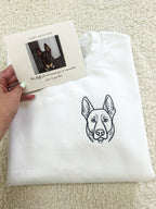 Line custom embroidered minimal line art pet shirt featuring a lightweight tee with a subtle single-line pet portrait
