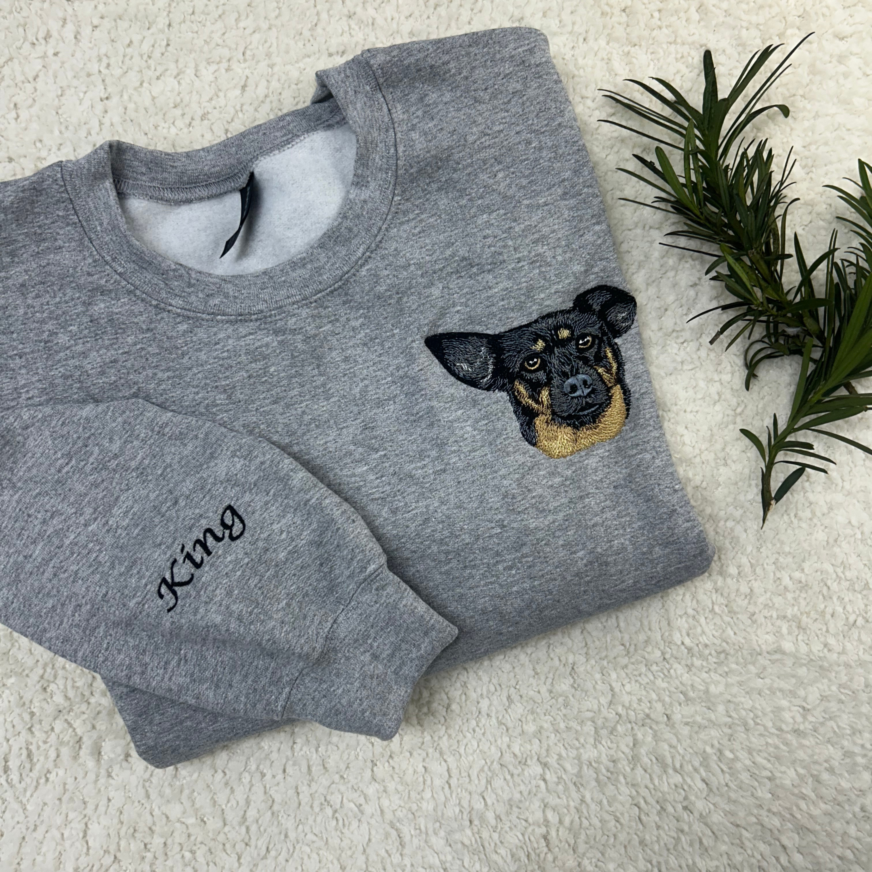 King Pup Embroidery Left Chest Pet Crest Sweatshirt