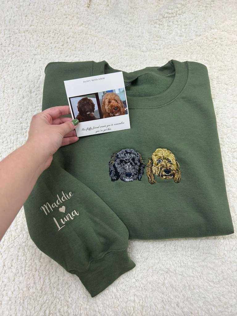 Fluffy Buddy Embroidery Custom Pet Portrait Sweatshirt