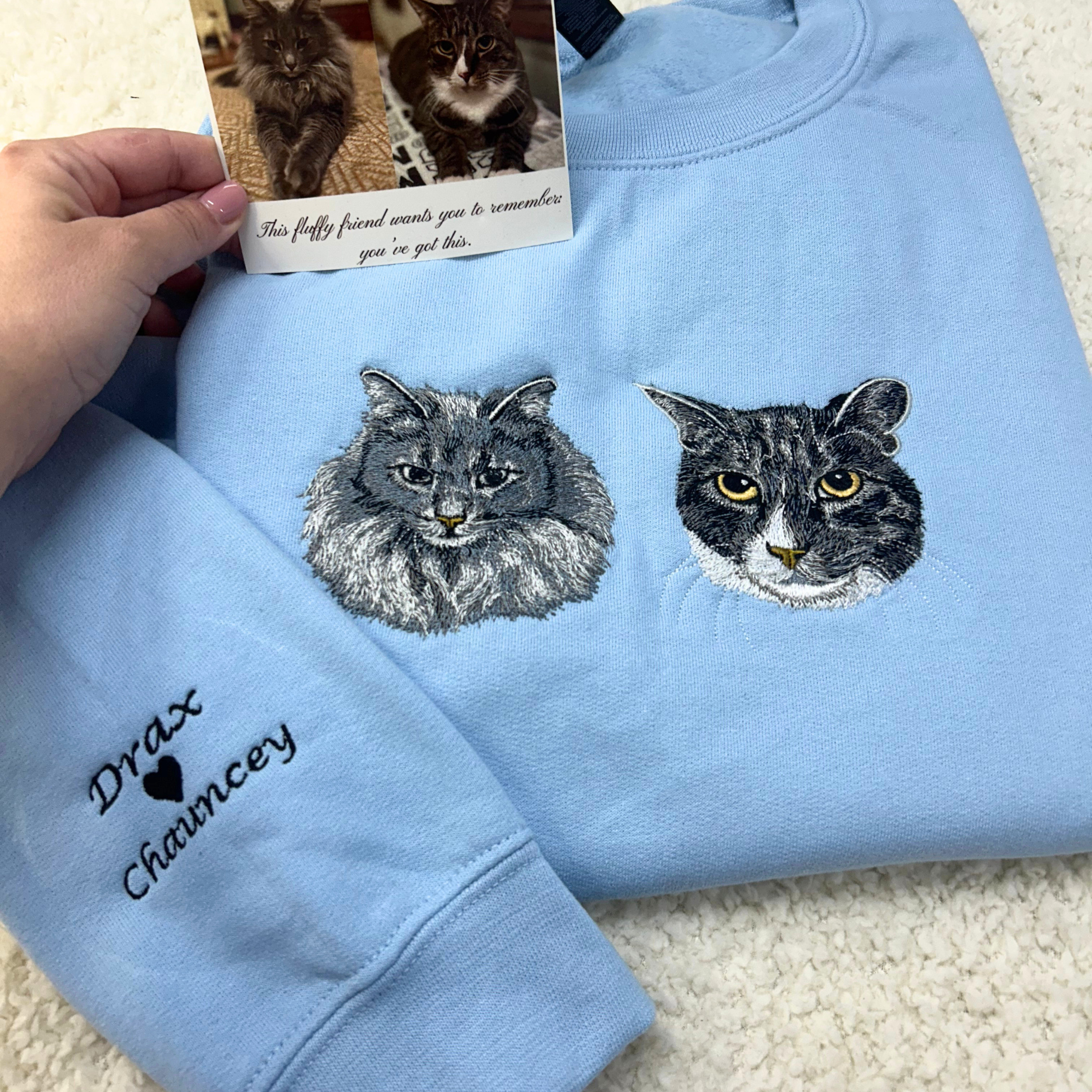 Fluffy Buddy Embroidery Custom Pet Portrait Sweatshirt