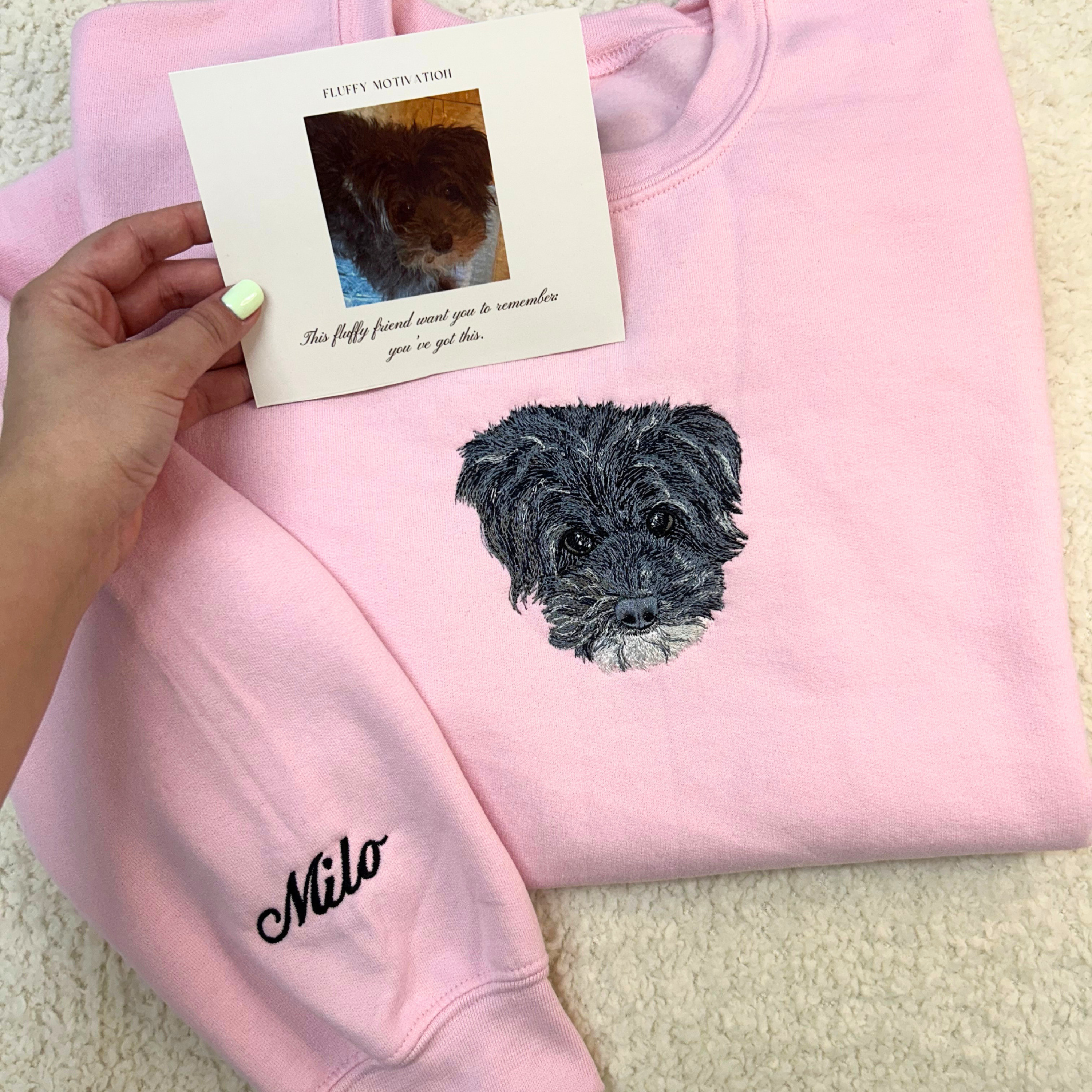 Fluffy Buddy Embroidery Custom Pet Portrait Sweatshirt