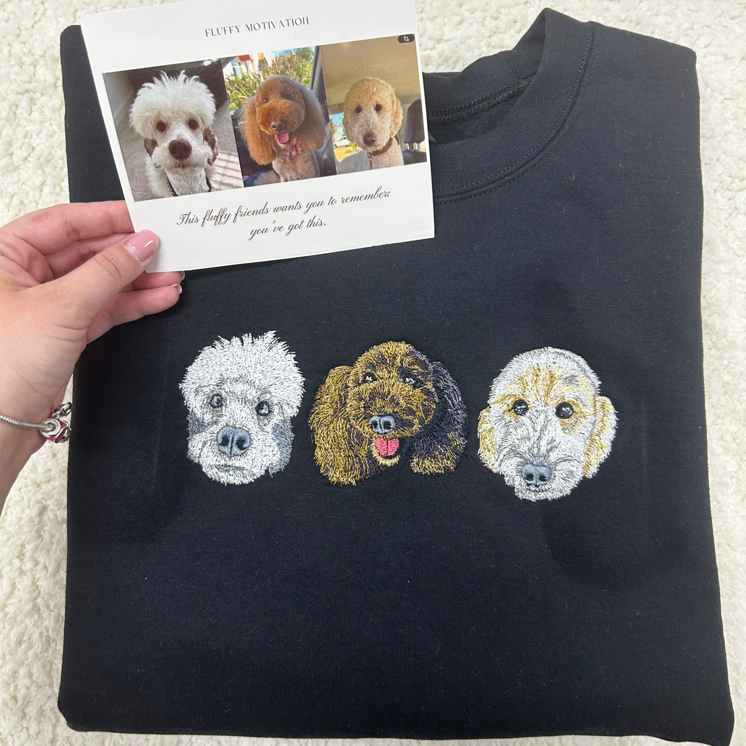 Fluffy Buddy Embroidery Custom Pet Portrait Sweatshirt