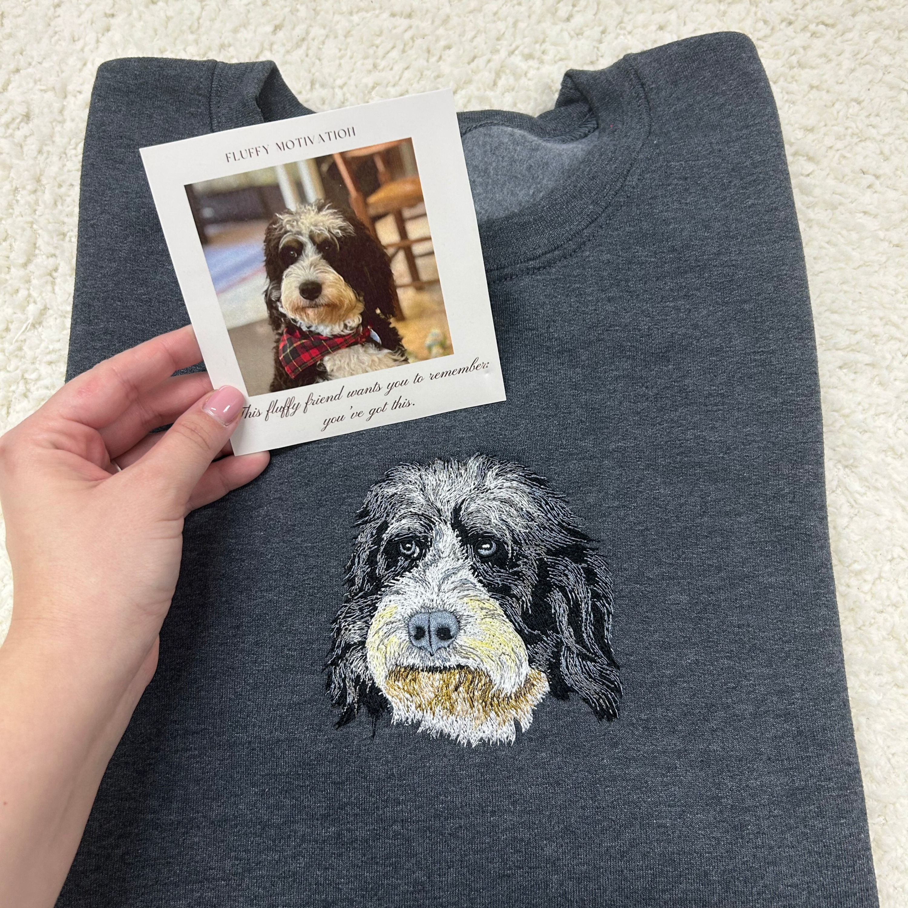 Fluffy Buddy Embroidery Custom Pet Portrait Sweatshirt