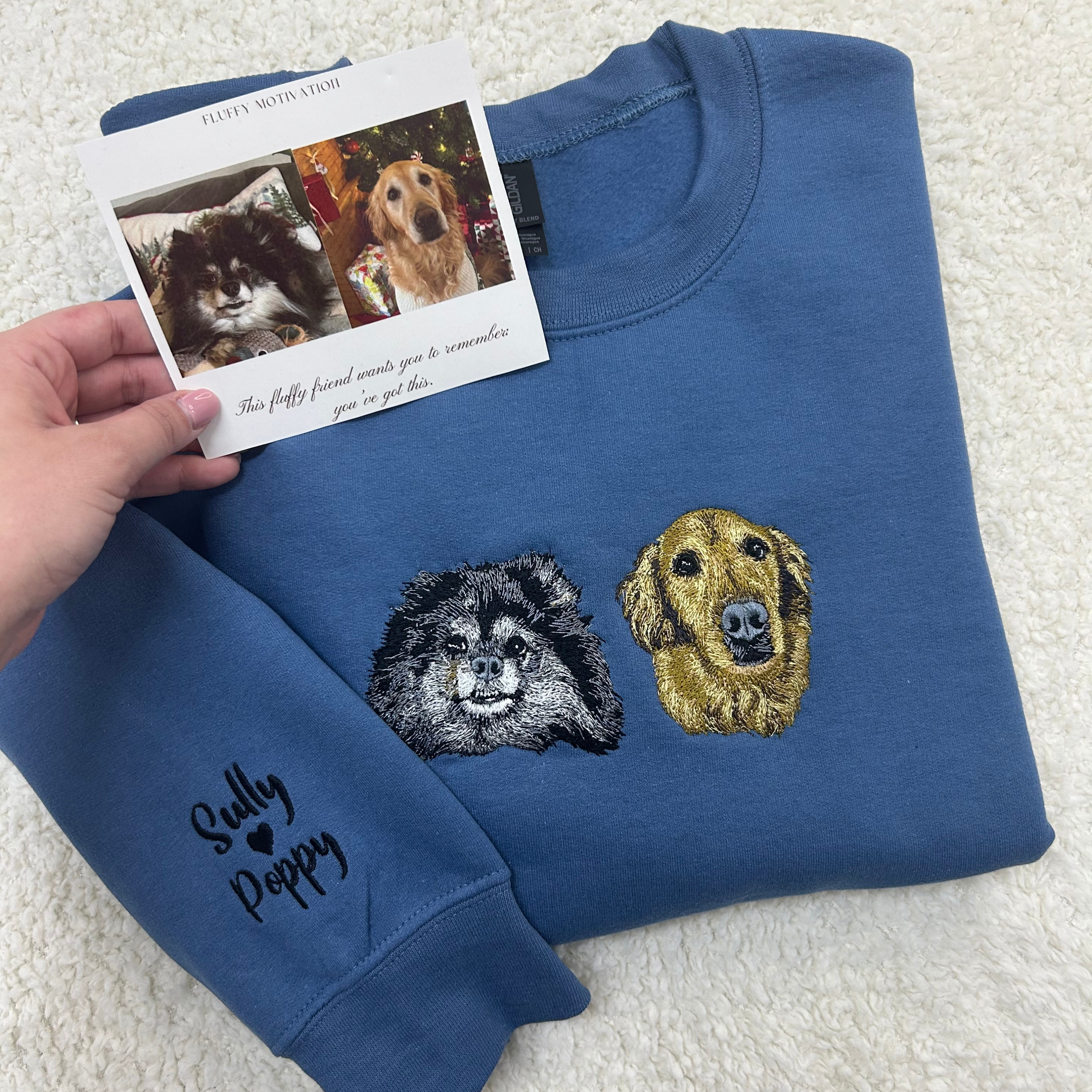 Fluffy Buddy Embroidery Custom Pet Portrait Sweatshirt
