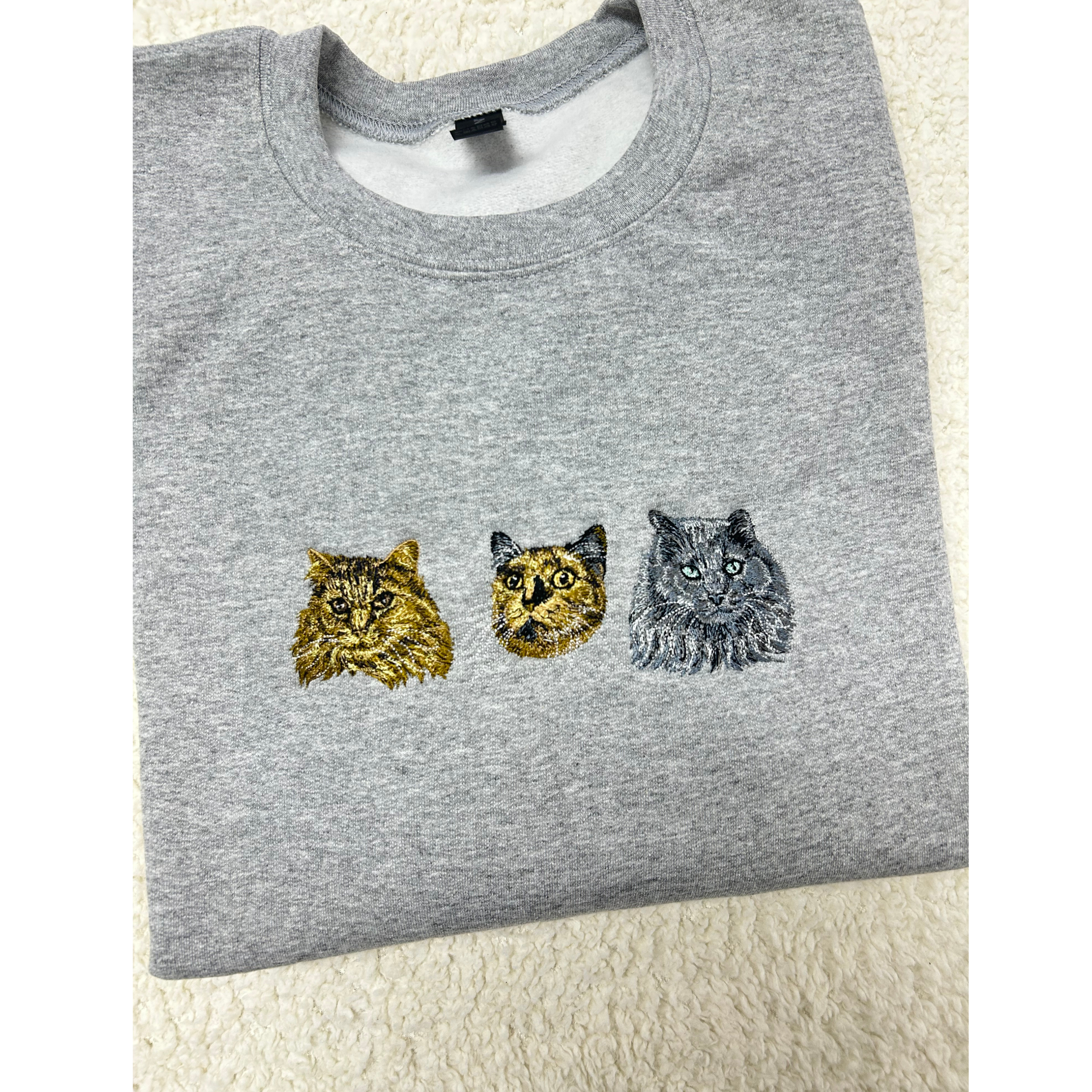 Fluffy Buddy Embroidery Custom Pet Portrait Sweatshirt
